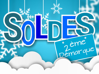 panneau soldes d'hiver avec fond de flocons - 2éme démarque