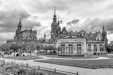 DRESDEN, GERMANY - JULY 15, 2016: Tourists visit Zwinger Palace. The location was formerly part of the Dresden fortress