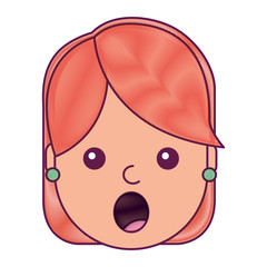 surprised young woman face expression facial vector illustration drawing design