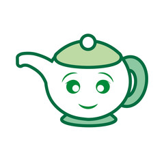 Glass jar with drink smiling cartoon