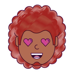 man character in love emotion with hearts as eyes vector illustration drawing design