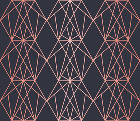 Luxury geometric pattern. Seamless Vector Lines. Trendy Copper Look.