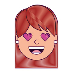 happy girl with her smiling face and heart shape eyes illustration drawing design