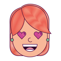 happy girl with her smiling face and heart shape eyes illustration drawing design