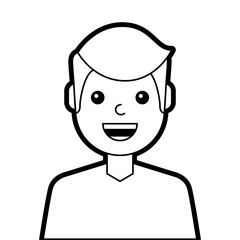 portrait man laughing happy character vector illustration line design