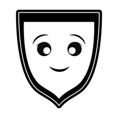 Shield security symbol smiling cartoon