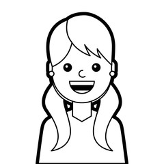 portrait young woman cartoon smiling happy vector illustration line design