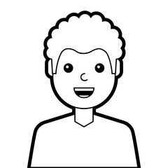 portrait man laughing happy character vector illustration line design