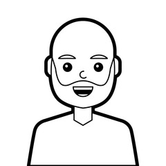 portrait man laughing happy character vector illustration line design