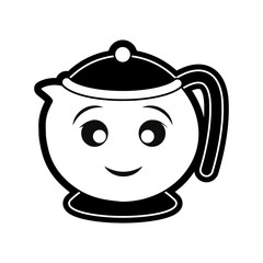 Porcelain teapot isolated smiling cartoon