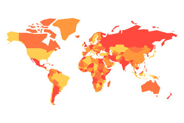 Political map of World. Simplified vector map in four shades of orange.