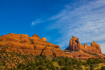 Fototapeta premium Red Rock Mountains In Late Afternoon Sun