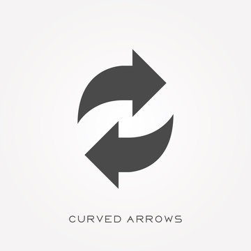 Silhouette icon curved arrows