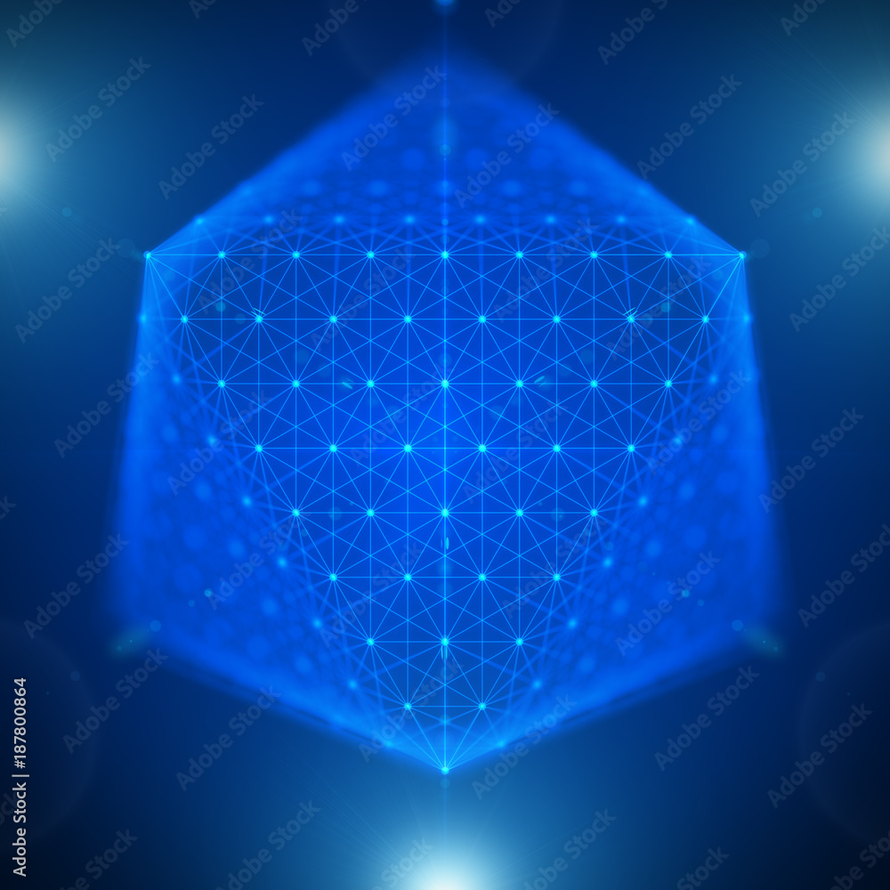Poster abstract geometric figure with multiple connections.