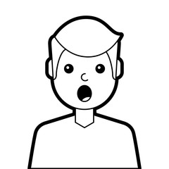 portrait surprised man face expression design  illustration line design