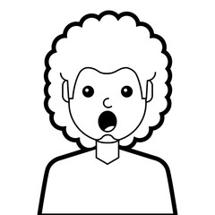 portrait surprised man face expression vector illustration line design