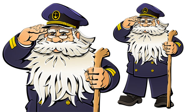 Very old sailor gives a military greeting. 