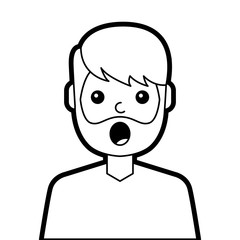 portrait surprised man face expression design  illustration line design