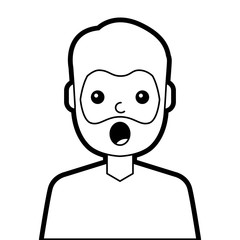portrait surprised man face expression design  illustration line design