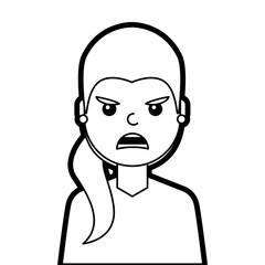 portrait woman angry facial expression cartoon vector illustration line design