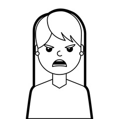 portrait woman angry facial expression cartoon vector illustration line design