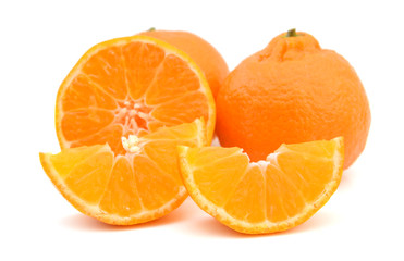 ripe mandarins isolated on white background