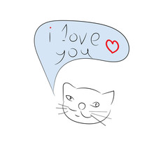 Lovely cat for valentines. Valentine's Day. Flat vector stylized image for designer - 187801659