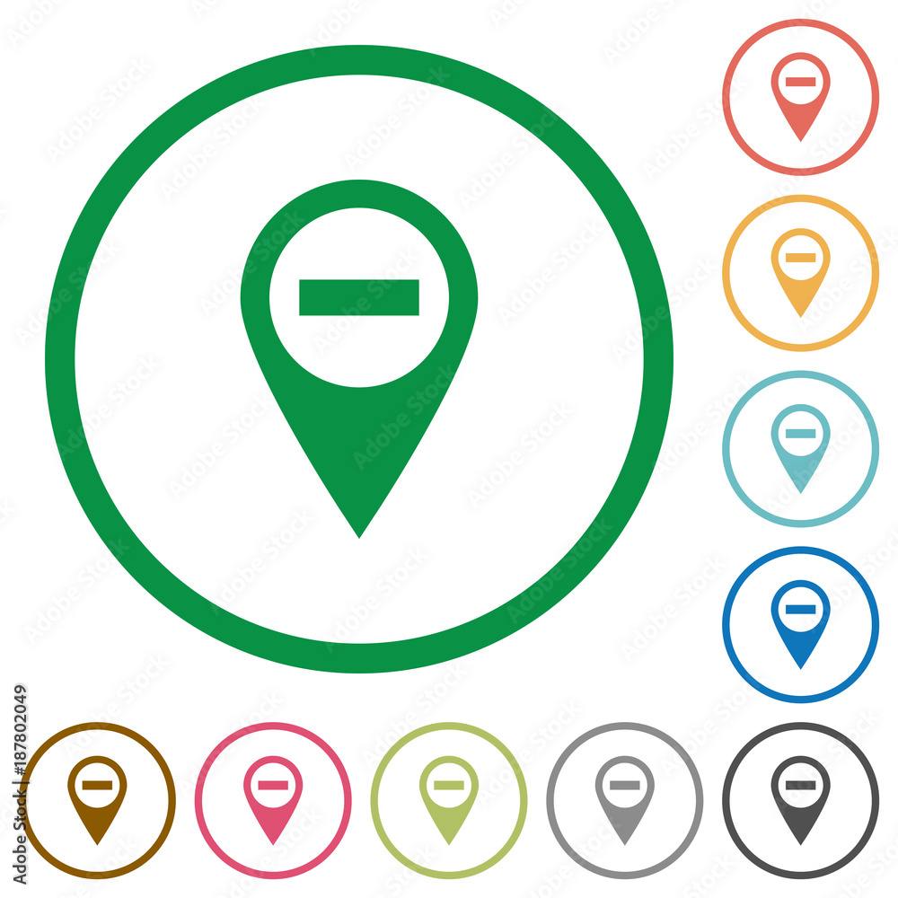 Poster remove gps map location flat icons with outlines