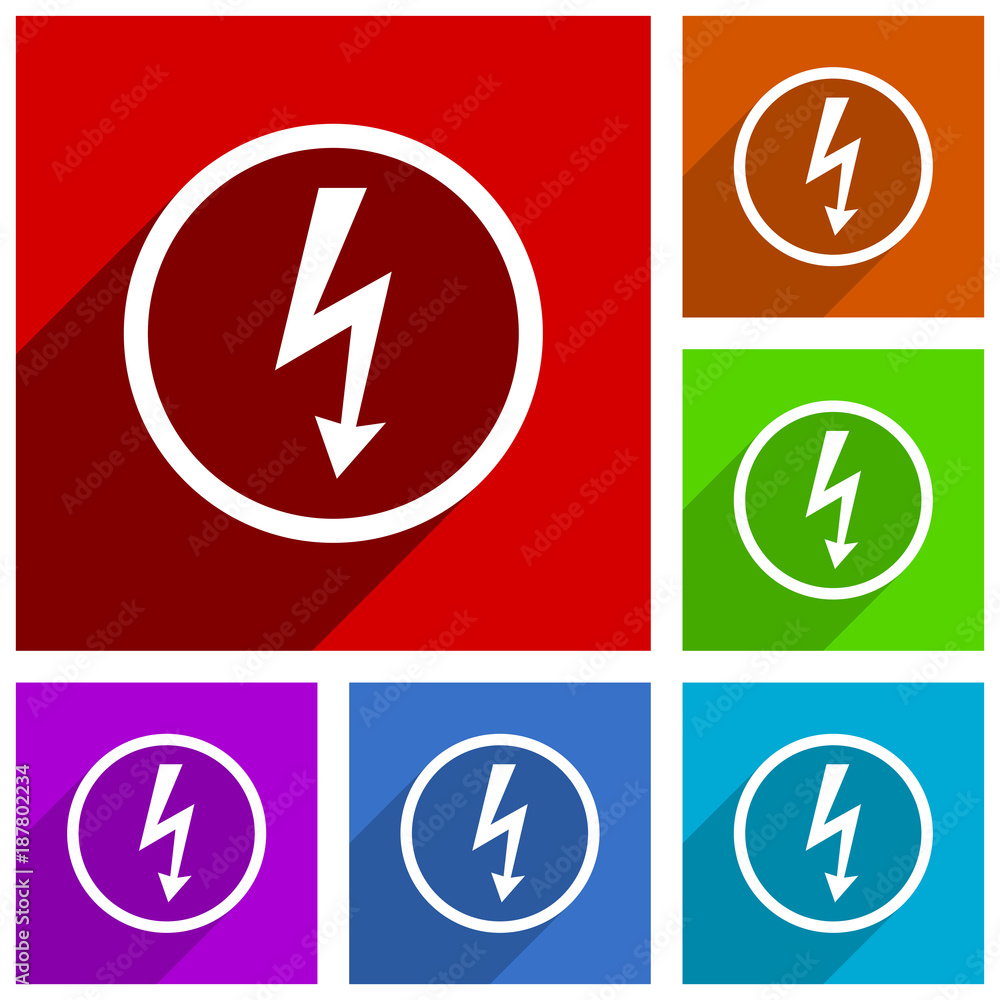 Poster bolt vector icons. electricity flat design colorful illustrations for web designers and mobile appli