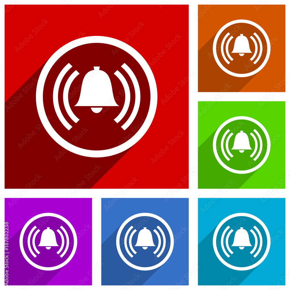 Poster Alarm vector icons. Alert flat design colorful illustrations for web designers and mobile applications in eps 10