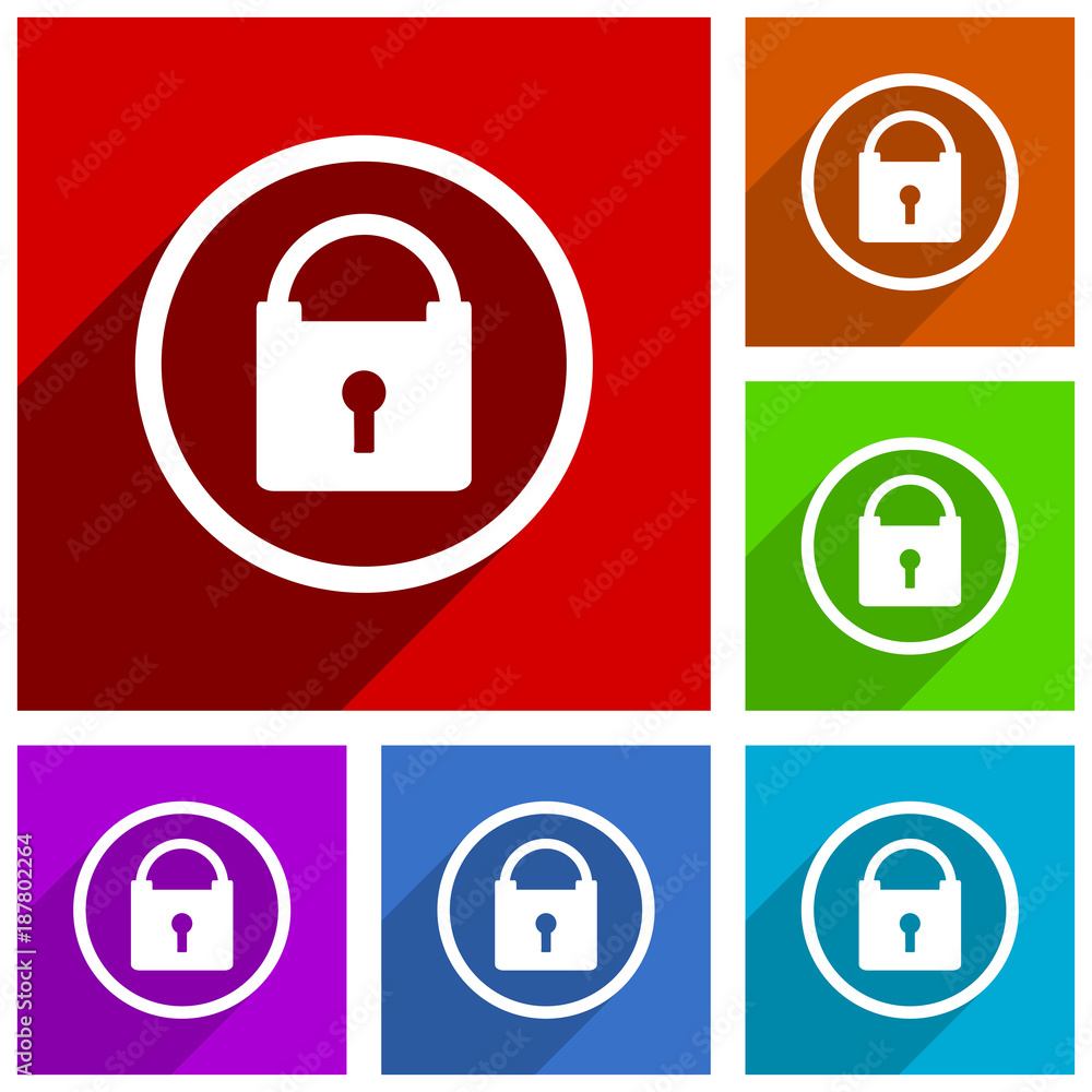 Aufkleber Padlock vector icons. Secure flat design colorful illustrations for web designers and mobile applications in eps 10