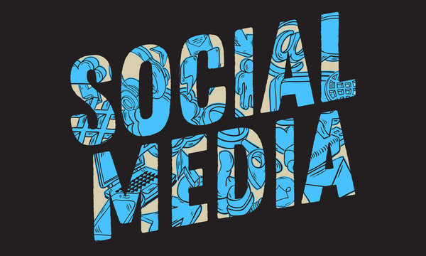 Social Media Design With Isolated Essential Related Objects Icons And Elements Artistic Cartoon Hand Drawn Sketchy Line Art Style Drawings Illustrations And Symbols