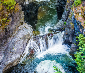 The Sooke Potholes Regional Park with  its rocky pools and canyon-like features. British Columbia, Canada