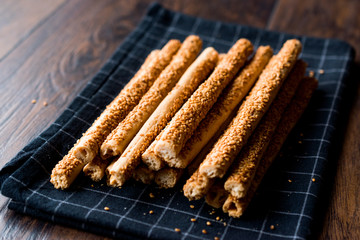 Crunchy Salty Pretzel Stick Crackers with Sesame