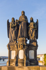 Fototapeta na wymiar Religious statue at Charles Bridge Prague