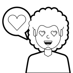 man with love heart in speech bubble vector illustration line design