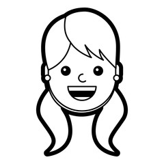 woman face smiling happy expression image vector illustration line design