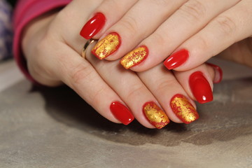 fashionable golden manicure