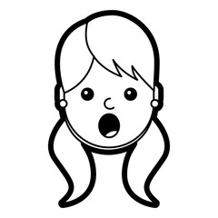 surprised young woman face expression facial vector illustration line design