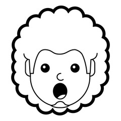 surprised man face expresion facial style vector illustration line design