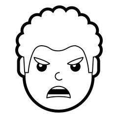 Obraz na płótnie Canvas young man face angry expression cartoon vector illustration line design