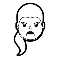 pretty woman angry frustrated facial expression cartoon vector illustration line design