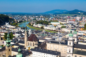Fototapeta premium Cityscape with of Historic Salzburg City from Castle