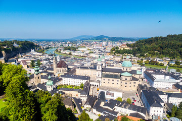 Fototapeta premium Cityscape with of Historic Salzburg City from Castle