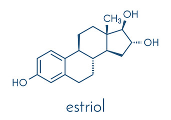 Estriol (oestriol) human estrogen hormone molecule. Skeletal formula.