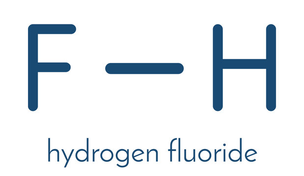 Hydrogen fluoride (HF) molecule. Skeletal formula.
