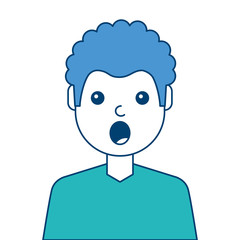 portrait surprised man face expression vector illustration blue and green design