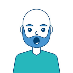 portrait surprised man face expression vector illustration blue and green design