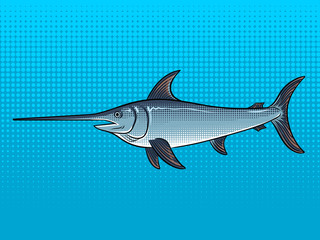 Swordfish pop art vector illustration