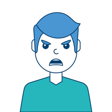portrait man face angry expression cartoon vector illustration blue and green design